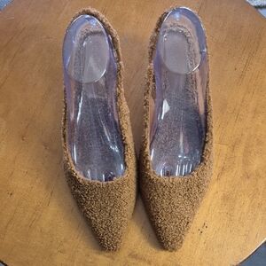 Coutgo Cozy Brown Sherpa Sling Back Women's Shoes. NWOT Sz 9